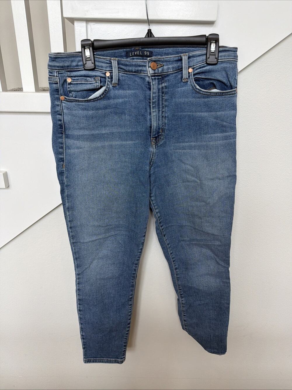 Level 99 Jeans Womens 32x26 Regular Skinny Mid Rise Zip Fly Stretch Denim Blue